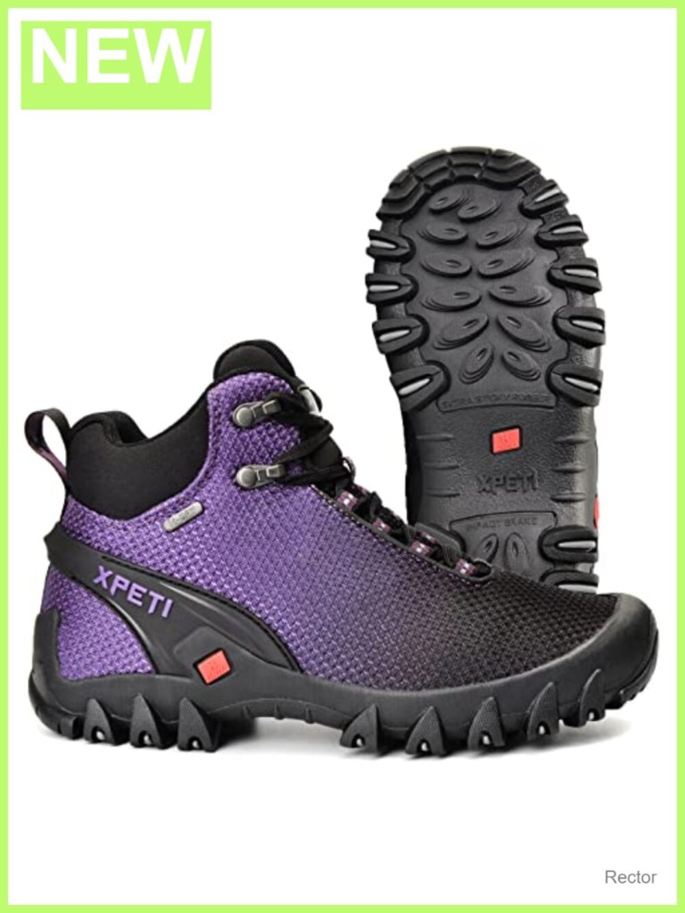 Waterproof Hiking Boots with Nylon Shank Rubber Outsole Lace-Up Ankle-High
